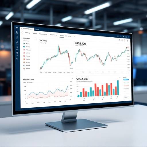 Digital interface showing financial data and charts